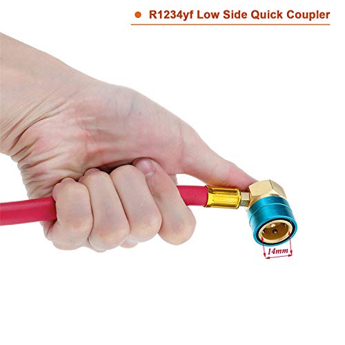 Ketofa R1234YF U-Charge Hose with Gauge Set, 1234yf Recharge Kit with 1/2 LH Can Opener Tap, R1234YF Low Side Quick Coupler Car AC Charging Pipe - Image 2