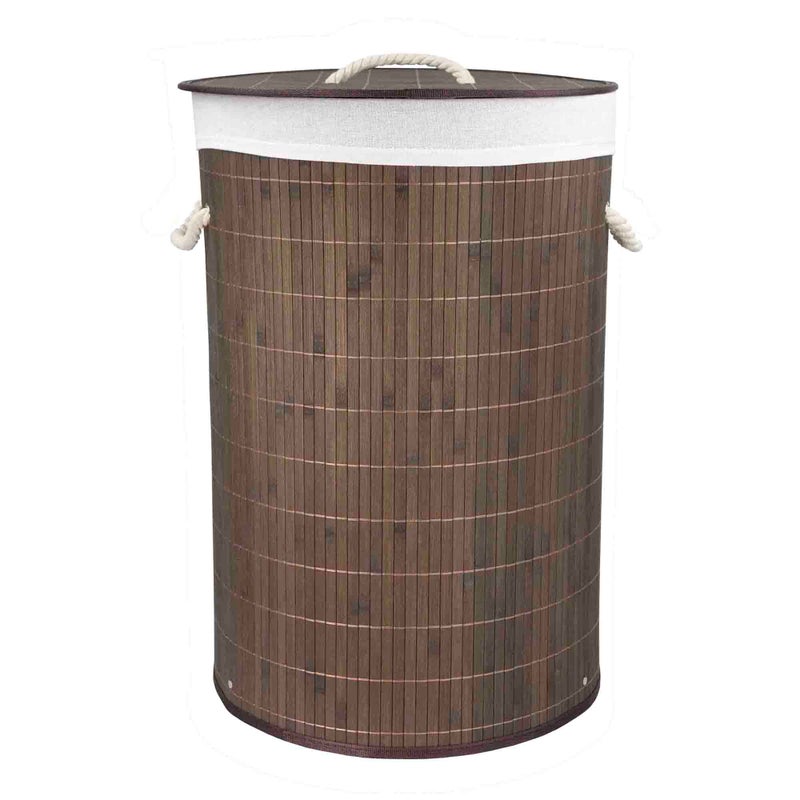 Home Basics Home Basics Foldable Bamboo Laundry Basket Hamper Round Brown 