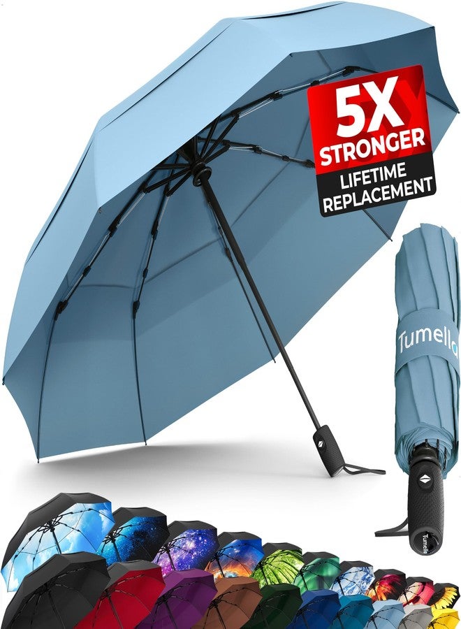 TUMELLA Unbreakable Windproof Travel Umbrella (Light, Beautiful & Superior), 2023 Ultra-Flex Tech, Compact, Small, Portable, Automatic, Strong, Durable, Premium Grip, Vibrant Designs, Folding Umbrella - Image 1