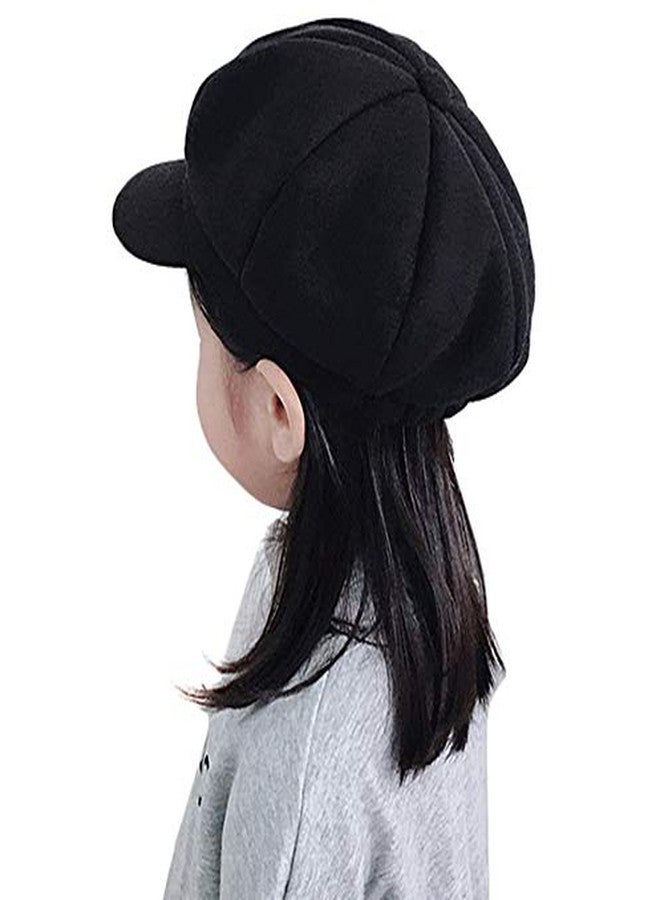 Newfancy Kids Boys Girls Winter 8 Panels Newsboy Caps Wool Flat Beret Cabbie Hat for Toddler Baby,2 to 7 Years - Image 2