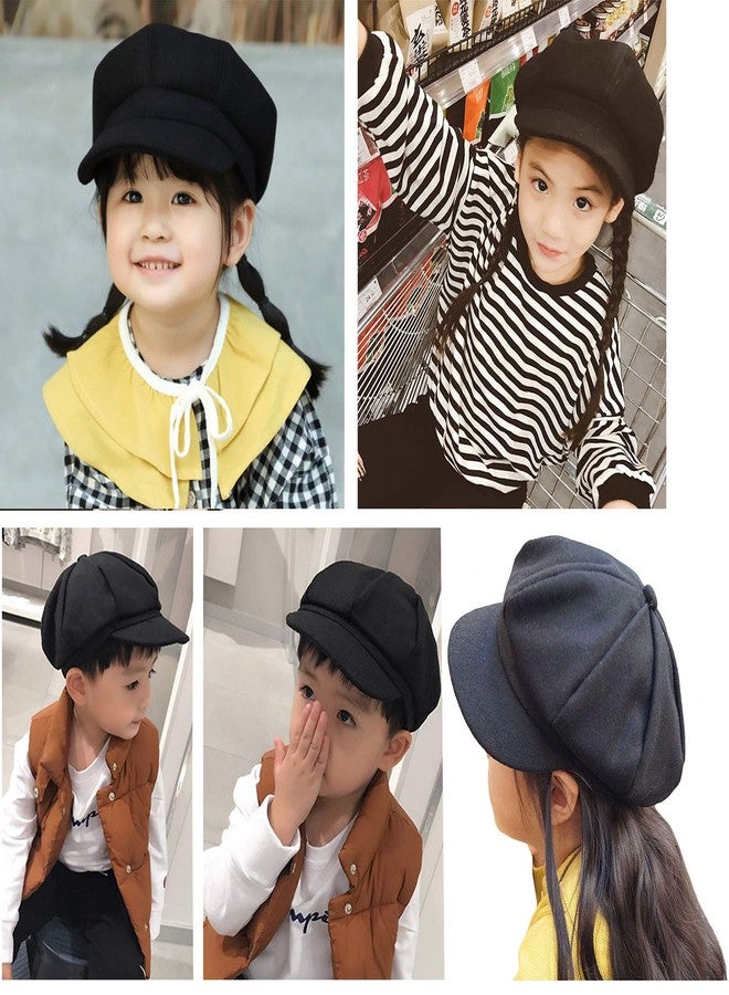 Newfancy Kids Boys Girls Winter 8 Panels Newsboy Caps Wool Flat Beret Cabbie Hat for Toddler Baby,2 to 7 Years - Image 3