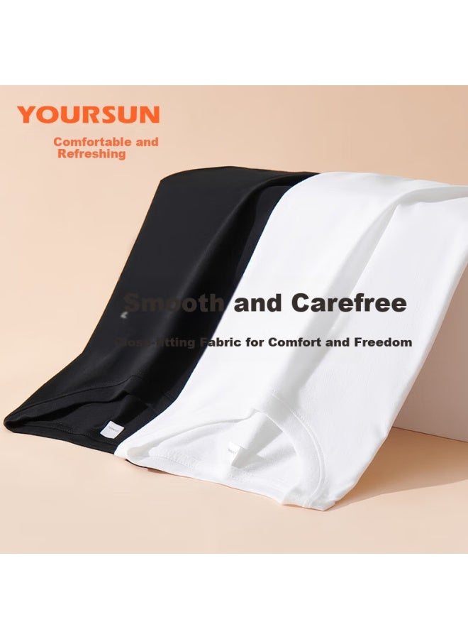 Your Sun Comfortable And Cool 100% Cotton Men's Round Neck Long Sleeve T-shirt Summer Black Undershirt Sweatshirt Inner Top - Image 2