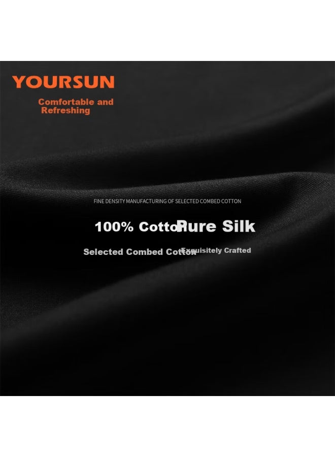 Your Sun Comfortable And Cool 100% Cotton Men's Round Neck Long Sleeve T-shirt Summer Black Undershirt Sweatshirt Inner Top - Image 3