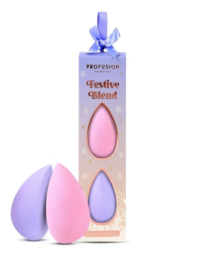 Profusion Cosmetics Frosted Snow Sparkle Festive Blend Makeup Sponge Duo - Versatile Uses with Liquid, Cream & Powder, Smooth Blending For Achieving Flawless Look, Vegan and Cruelty Free - Image 1