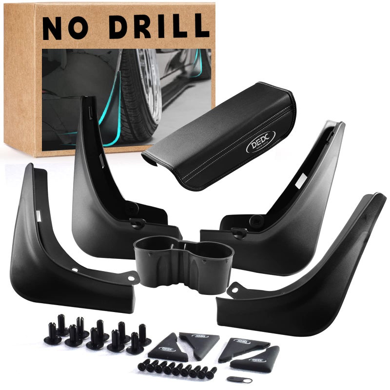 DEDC 11Pcs Mud Flaps Splash Guards for Tesla Model 3 Accessories 20222021202020194PCSNo DrillingIncluding Armrest CoverWebcam CoverCup HolderAntiCollision Car Door Stickers
