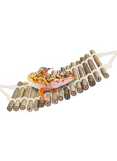 SunGrow Bamboo Gecko Reptile Climbing Bridge And Lizard Lounge, 18” Swinging Hideout Bridge, Helps Leopard Geckos With Thermoregulation, Increases Habitat Space, Can Be Submerged In Water  - Image 1