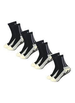 4 Pcs Unisex Non Slip Sport Soccer Socks Breathable Comfortable Athletic Football Basketball Hockey Sports Grip Socks with Rubber Dots Unisex