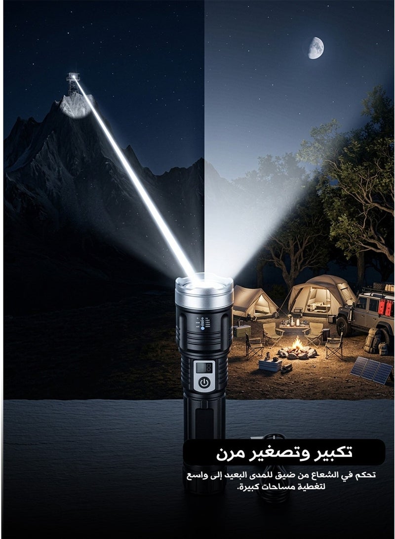 High-Intensity Long-Range Flashlight – Rechargeable, Telescopic Zoom, LCD Battery Display, Water-Resistant, White Laser Light for Outdoor Use - Image 2