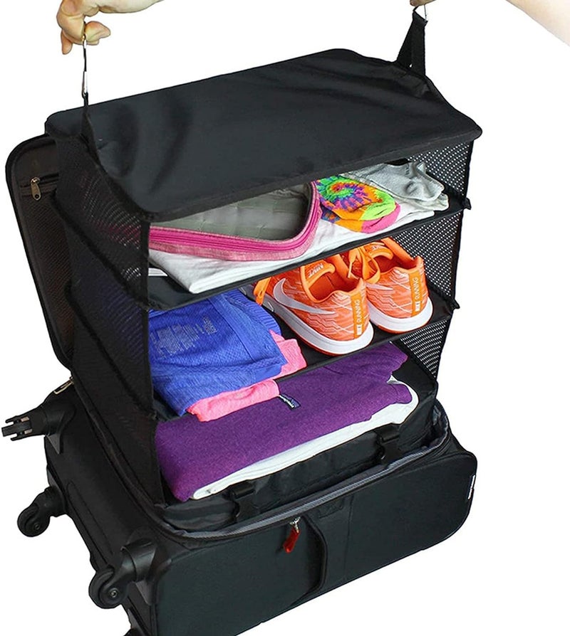 Ndola Portable Hanging Travel Shelves Packing Cubes For Suitcases Organizer Luggage Organizers, Carry On Closet, Black - Polyester, Clothing - Image 5
