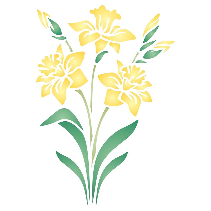 CLODEGS Daffodil Stencil 65 x 9 inch M Spring Flower Floral Perennial Stencils 