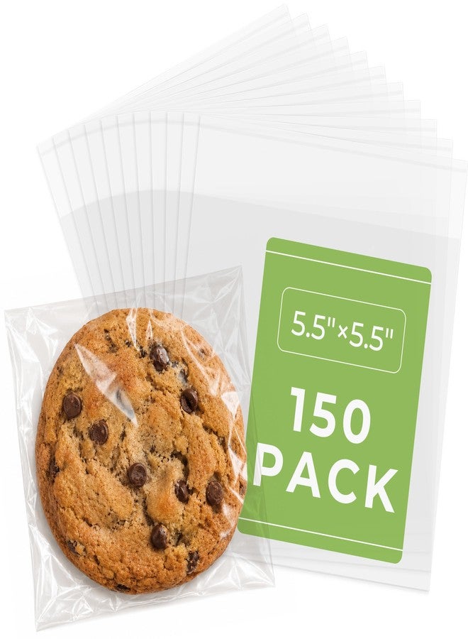 CUDICY 5.5x5.5Inches Clear Cellophane Bags, Self Sealing Thickened Gift Bag Resealable Plastic Wrap for Cookies Candy Goodie Treats and Party Favors (150 Pcs - Image 1