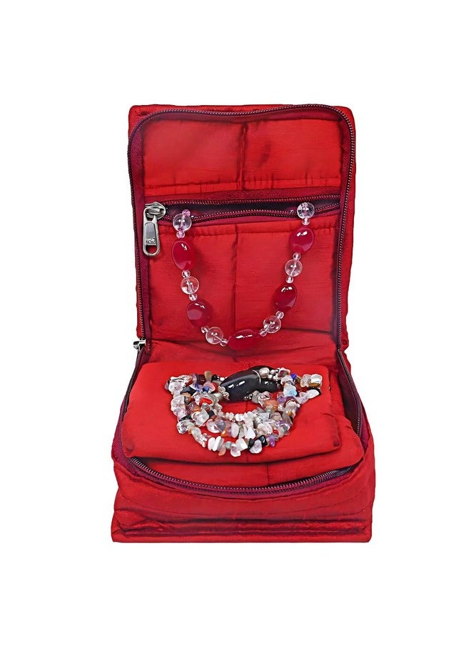 Kuber Industries Kuber Industries Portable Jewellery Organizer With 4 Tranasparent Pockets, Set of 2 (Red)-HS_38_KUBMART21225  - Image 2