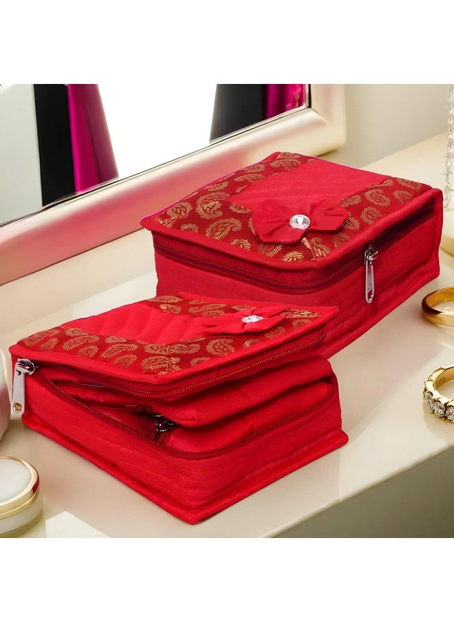 Kuber Industries Kuber Industries Portable Jewellery Organizer With 4 Tranasparent Pockets, Set of 2 (Red)-HS_38_KUBMART21225  - Image 1