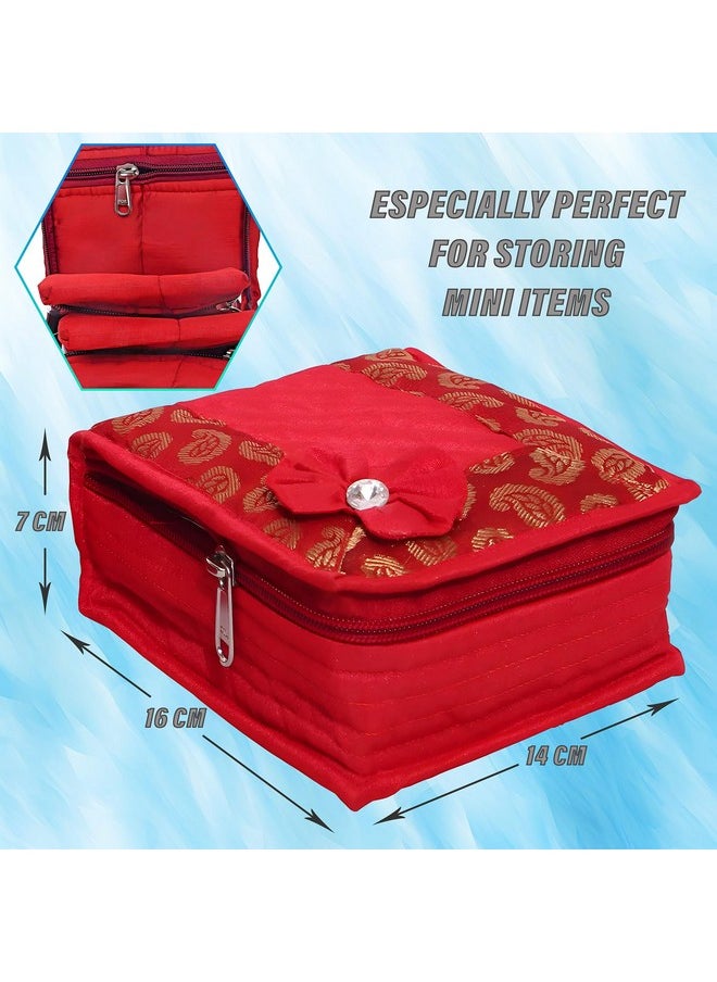 Kuber Industries Kuber Industries Portable Jewellery Organizer With 4 Tranasparent Pockets, Set of 2 (Red)-HS_38_KUBMART21225  - Image 3