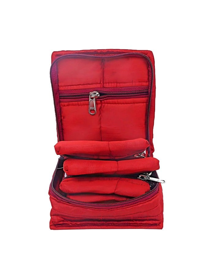 Kuber Industries Kuber Industries Portable Jewellery Organizer With 4 Tranasparent Pockets, Set of 2 (Red)-HS_38_KUBMART21225  - Image 5