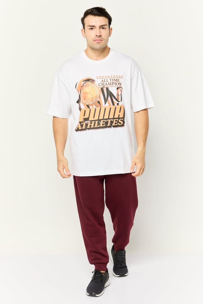 PUMA تي شيرتات رجالية بأكمام قصيرة ومريحة، خارجية، بيضاء - Image 2