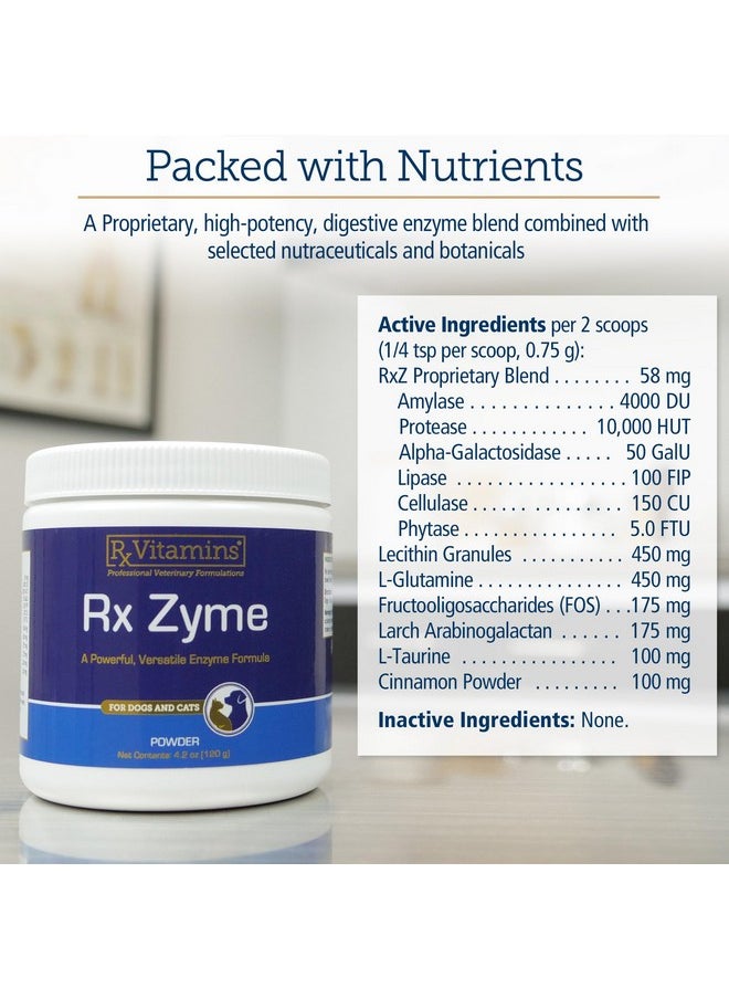 Rx Vitamins Rx Vitamins Rx Zyme Powder - Digestive Enzymes for Dogs & Cats - Anti Diarrhea for Dogs, Cat Constipation Relief, Anti-Bloating - Cat Digestive Support and Dog Gut Health - 120g  - Image 5