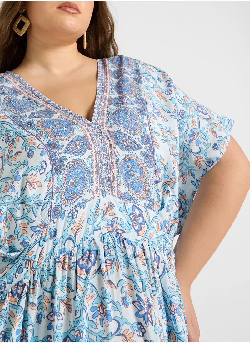 جينجر بلس Bohemian Style A Line Dress