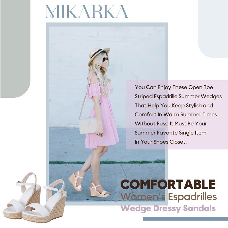 mikarka Women's Espadrille Wedge Sandals: Ankle Strap Platform Open Toe Wedges - Stylish High Heel Dressy Summer Wedges for Women, Inspired by Espadrilles - Image 4