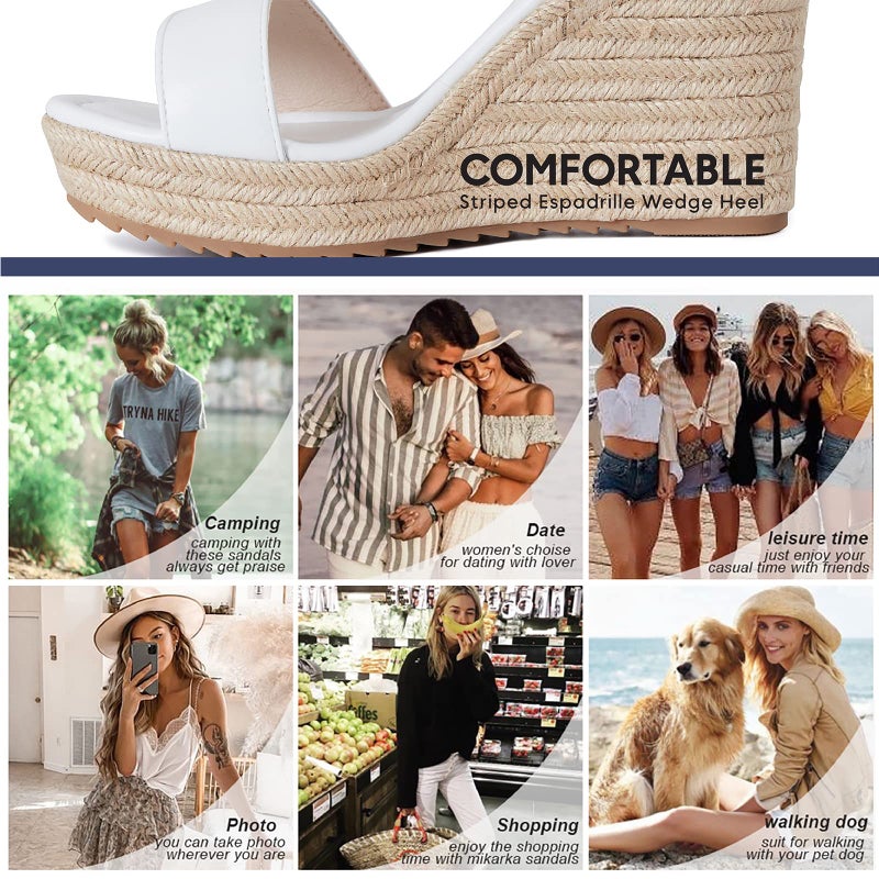 mikarka Women's Espadrille Wedge Sandals: Ankle Strap Platform Open Toe Wedges - Stylish High Heel Dressy Summer Wedges for Women, Inspired by Espadrilles - Image 5
