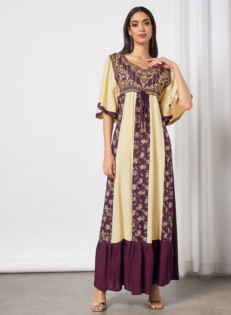 HANA & SARA Embroidered Jalabiya Dress With Sheila  - Image 1