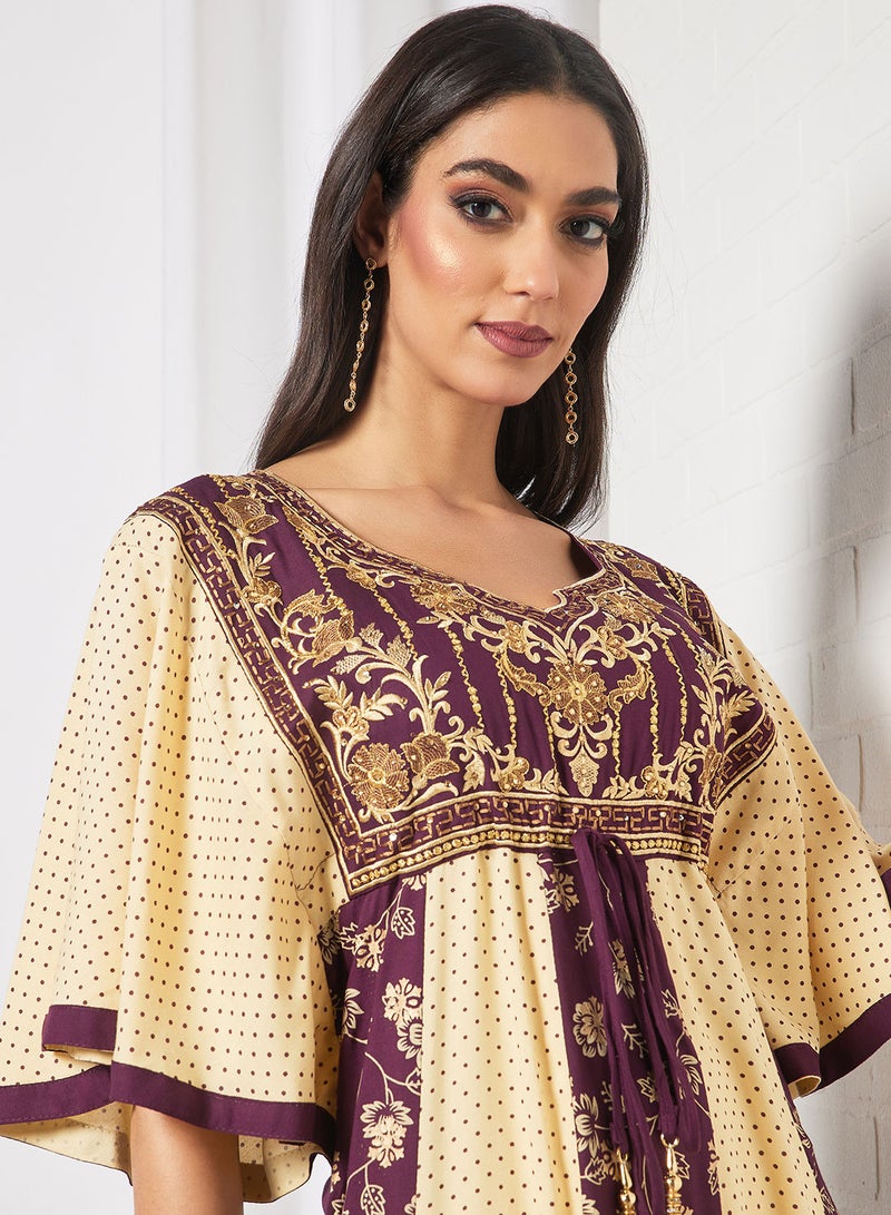 HANA & SARA Embroidered Jalabiya Dress With Sheila  - Image 3