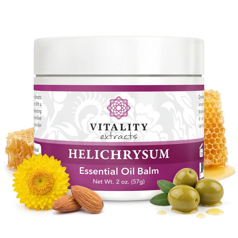 Vitality Extracts Helichrysum Balm - 2oz, Helichrysum Gymnocephalum, Beeswax, Almond Oil, Ultra-Moisturizing, Skin Healing, Full Body Hydration - Image 1