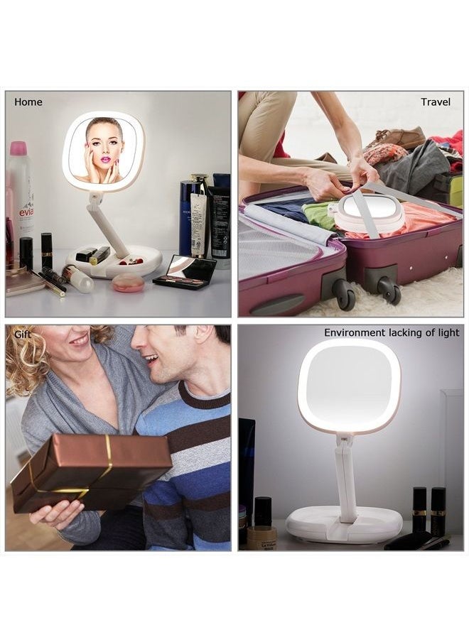 Beautifive - Lighted Makeup Mirror, Double Sided Magnifying Mirror, Vanity Mirror with Lights, Smart Design with Brightness&Angle&Height Adjustability, Folding Compact Mirror, LED Mirror for Travel1/7X - Image 1