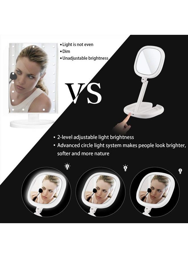 Beautifive Lighted Makeup Mirror, Double Sided Magnifying Mirror, Vanity Mirror with Lights, Smart Design with Brightness&Angle&Height Adjustability, Folding Compact Mirror, LED Mirror for Travel1/7X  - Image 3