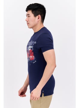 Canadian Peak Men Round Neck Short Sleeve Embroidered T-Shirt, Navy  - Image 2