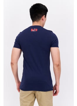 Canadian Peak Men Round Neck Short Sleeve Embroidered T-Shirt, Navy  - Image 3
