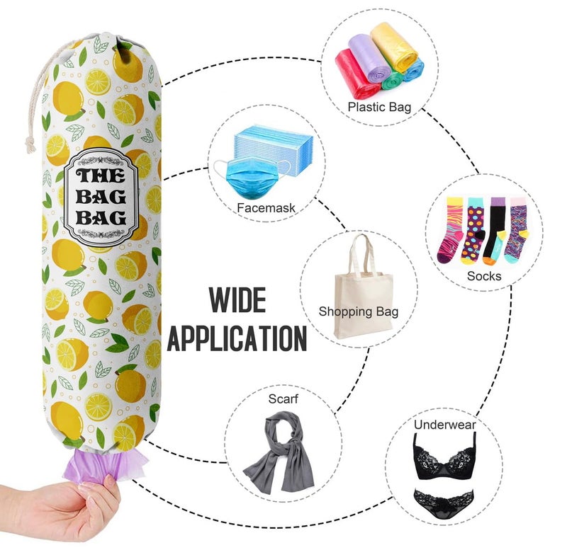 HiLus The Bag Grocery Holder, Lemon Organizer for Shopping Bags, Wall Mount Plastic Storage Container Dispenser, Kitchen Gifts for Women Family Friends Grandma Mom (C-2) - Image 4
