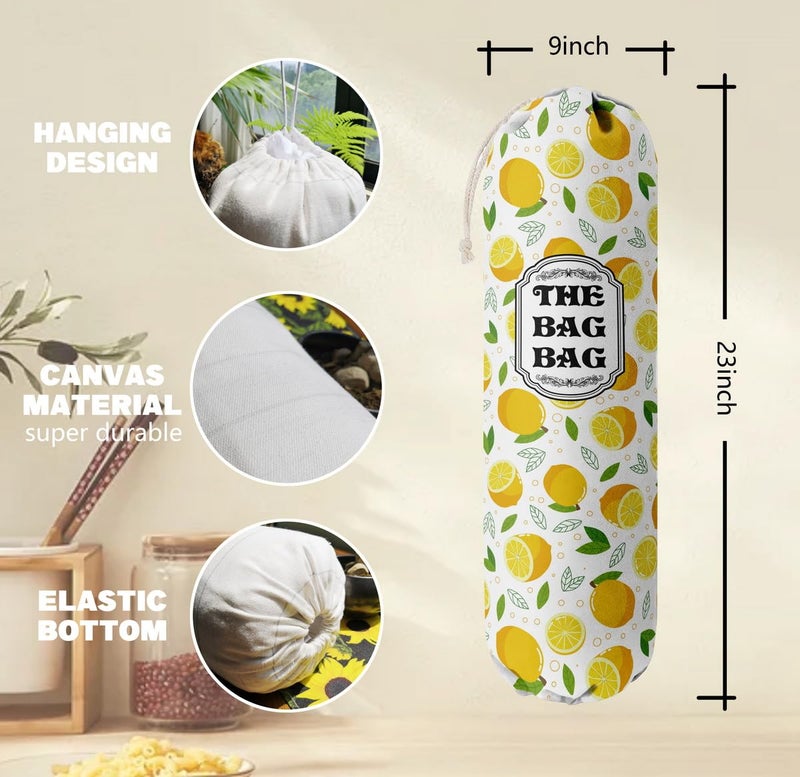 HiLus The Bag Grocery Holder, Lemon Organizer for Shopping Bags, Wall Mount Plastic Storage Container Dispenser, Kitchen Gifts for Women Family Friends Grandma Mom (C-2) - Image 3