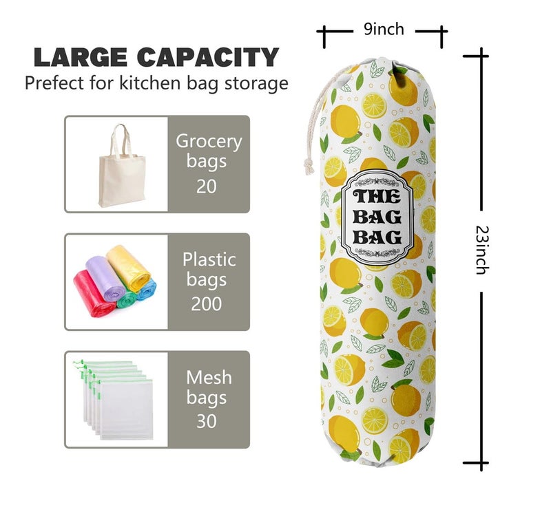 HiLus The Bag Grocery Holder, Lemon Organizer for Shopping Bags, Wall Mount Plastic Storage Container Dispenser, Kitchen Gifts for Women Family Friends Grandma Mom (C-2) - Image 2