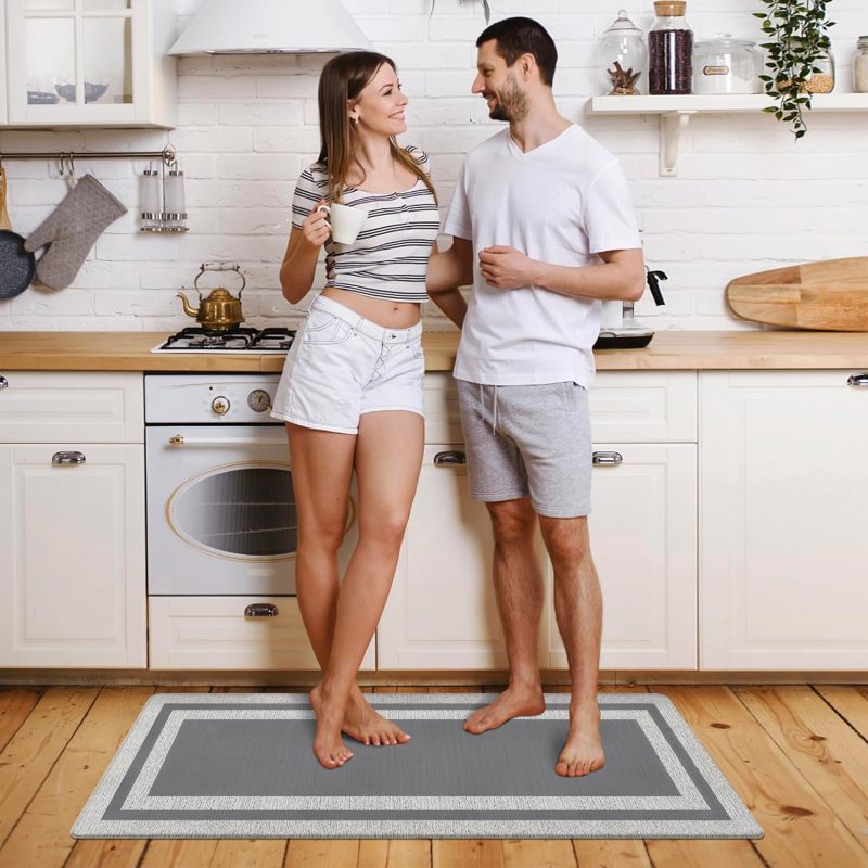 Anti-fatigue Mat: 20x39 Inch Gray Cushioned Ergonomic Support - Waterproof Non-slip Surface Standing Mat for Home Kitchen Office Long Standing Tasks - Image 2
