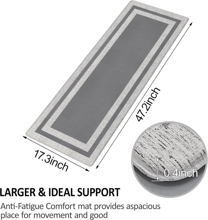 Anti-fatigue Mat: 20x39 Inch Gray Cushioned Ergonomic Support - Waterproof Non-slip Surface Standing Mat for Home Kitchen Office Long Standing Tasks - Image 4