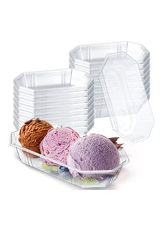 100 Pcs Summer Banana Split Boats, Disposable Ice Cream Sundae Bowls, Clear PET Fruit Split Bowls, Plastic Oblong Serving Boat Sundae Splits Bowl Tray, for Dessert Kids Birthday Party