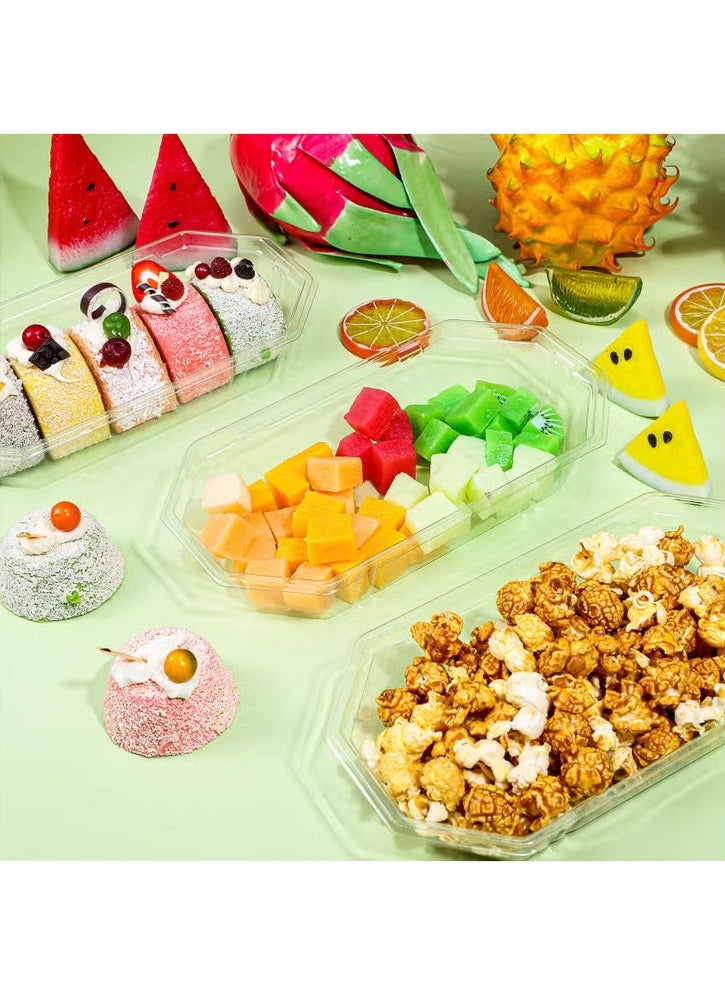 Generic - 100 Pcs Summer Banana Split Boats, Disposable Ice Cream Sundae Bowls, Clear PET Fruit Split Bowls, Plastic Oblong Serving Boat Sundae Splits Bowl Tray, for Dessert Kids Birthday Party - Image 1