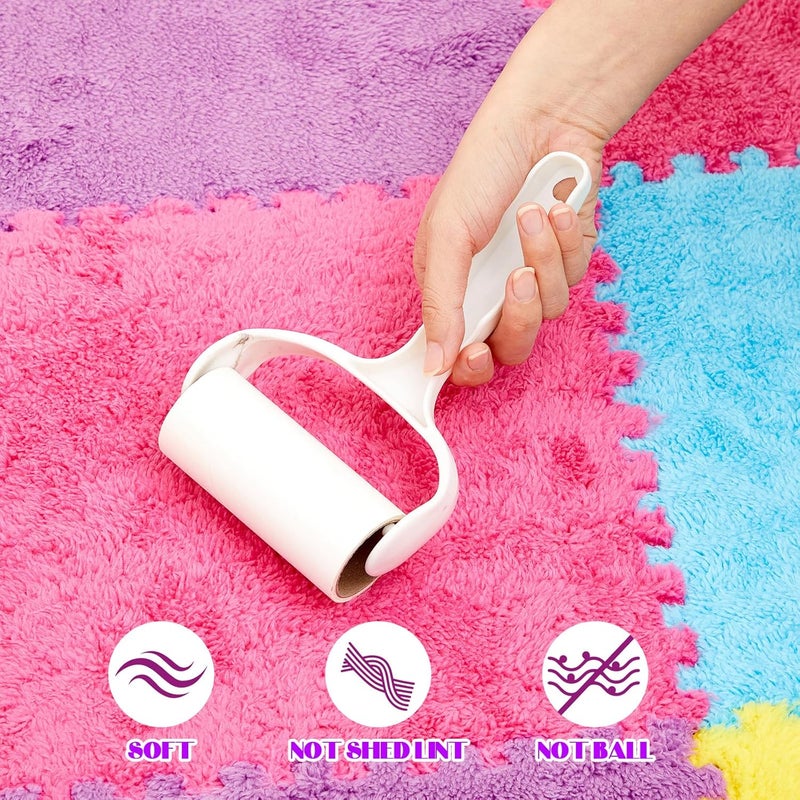 Tinideya 36 Pcs Plush Interlocking Carpet Tiles, 12 x 12 x 0.4 Inch EVA Foam Puzzle Mat Squares, Soft Washable Anti Slip Floor Mat for Bedroom, Nursery, Playroom, Living Room, Macaron Colors - Image 3