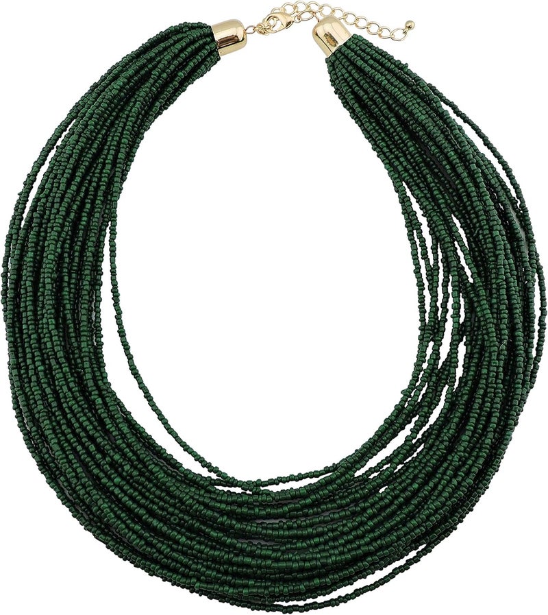 Bocar Multi Layer Chunky Bib Statement Seed Beads Cluster Collar Necklace for Women Gift (NK-10351) - Image 1