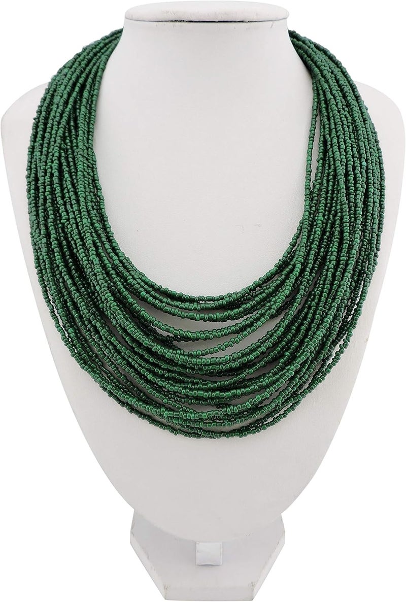 Bocar Multi Layer Chunky Bib Statement Seed Beads Cluster Collar Necklace for Women Gift (NK-10351) - Image 2