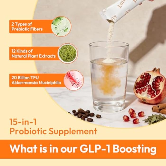 LOTFLY GLP-1 Supplement 15-in-1 Complex,GLP1 for Weight Loss GLP 1 Probiotic Powder for Control Appetite and Cravings,Appetite Suppressant,Metabolism Booster 30 Serving Packets - Image 2
