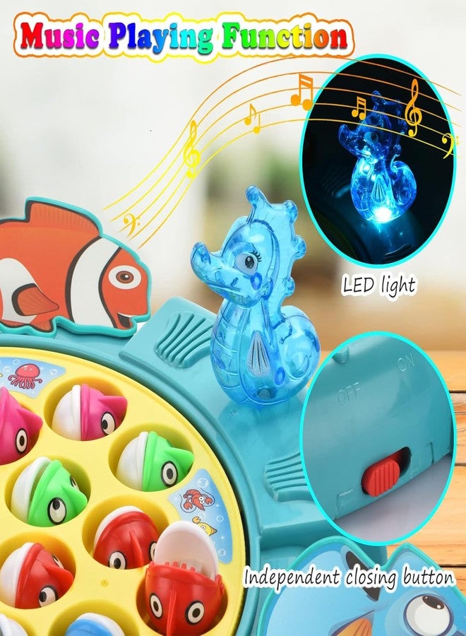 QuadPro Magnetic Fishing Games Set - Fun and Educational Fishing Toys for Toddlers and Kids, Includes 21 Fish, 4 Poles, Rotating Board, and On-Off Music, Perfect Fish Toy for Go Fish Fun - Image 5