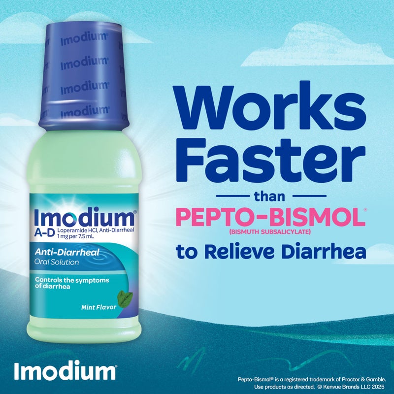 Imodium A-D Liquid Anti-Diarrheal Medicine with Loperamide HCl to Help Control Symptoms of Diarrhea Due to Acute, Traveler's Diarrhea, Mint Flavor, 8 fl. oz - Image 5