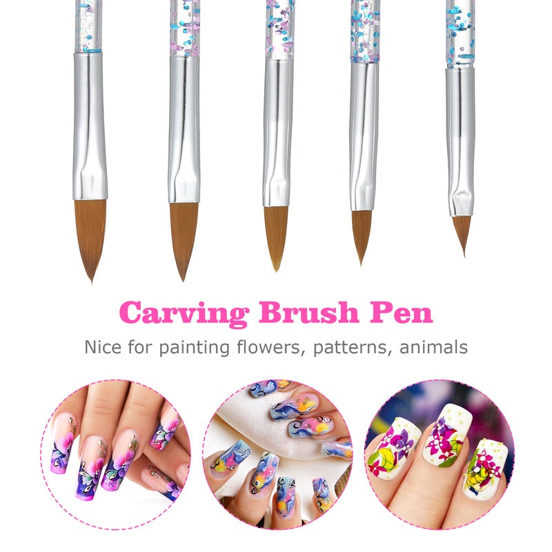 10 Pcs Nail Art Brushes Kit Dual-end Nail Liner Pen Nail Dotting Pen Nail Art Tips Builder Acrylic Rhinestone Handles - Image 4