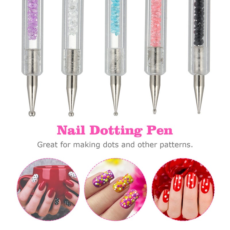10 Pcs Nail Art Brushes Kit Dual-end Nail Liner Pen Nail Dotting Pen Nail Art Tips Builder Acrylic Rhinestone Handles - Image 3