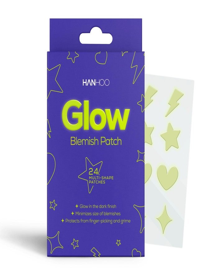 HANHOO Glow Blemish Patch, 24 Count, Glow in the Dark Pimple Patches, Multi-shaped Zit Stickers, Reduces Size of Blemishes, Acne Spot Treatment, Gentle Blemish Care, Korean Skincare - Image 1