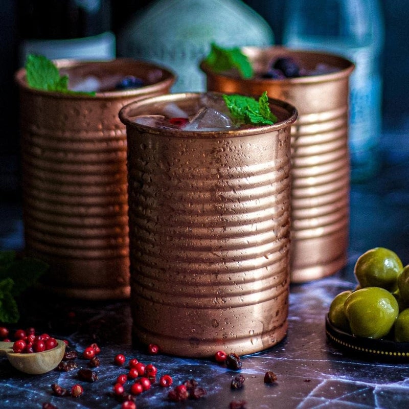 Kosdeg Copper Cocktail Tins Set of 2 12oz - Copper Cups For Drinking - Bean Tin Design - Perfect Copper Mug Bar Set for Tastier Drinks - Metal Tumbler gets Ice Cold In Seconds - Image 4