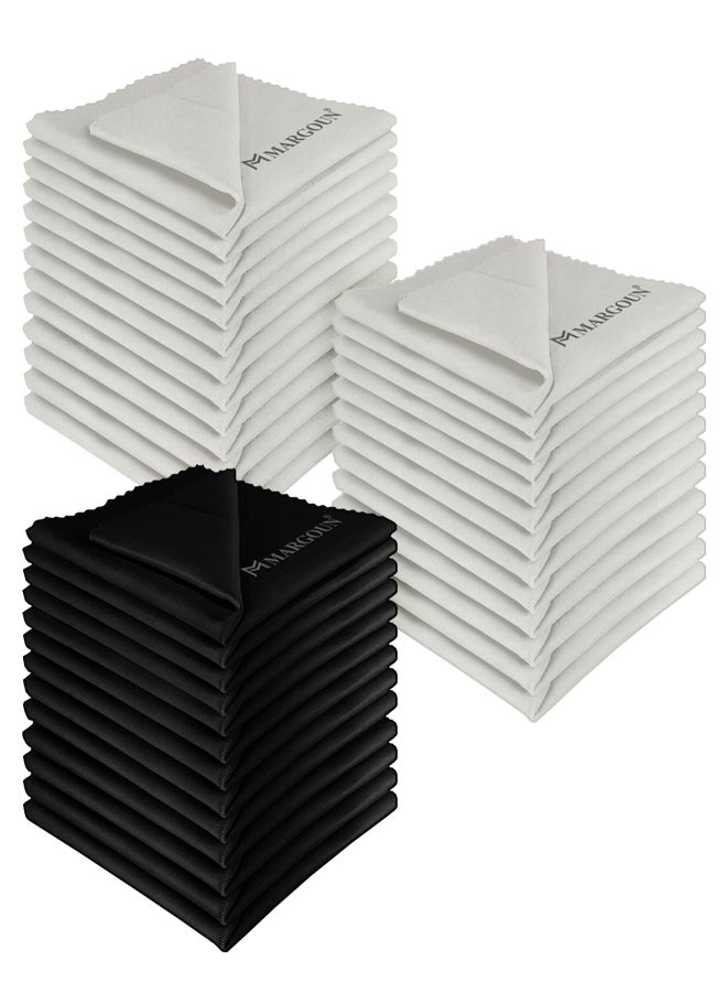 MARGOUN 36 Pack Of Microfiber Cleaning Cloth Premium Cloth for Glasses Lens Screens & More Multicolour 6cm X 9cm Black and Milky1 - Image 2