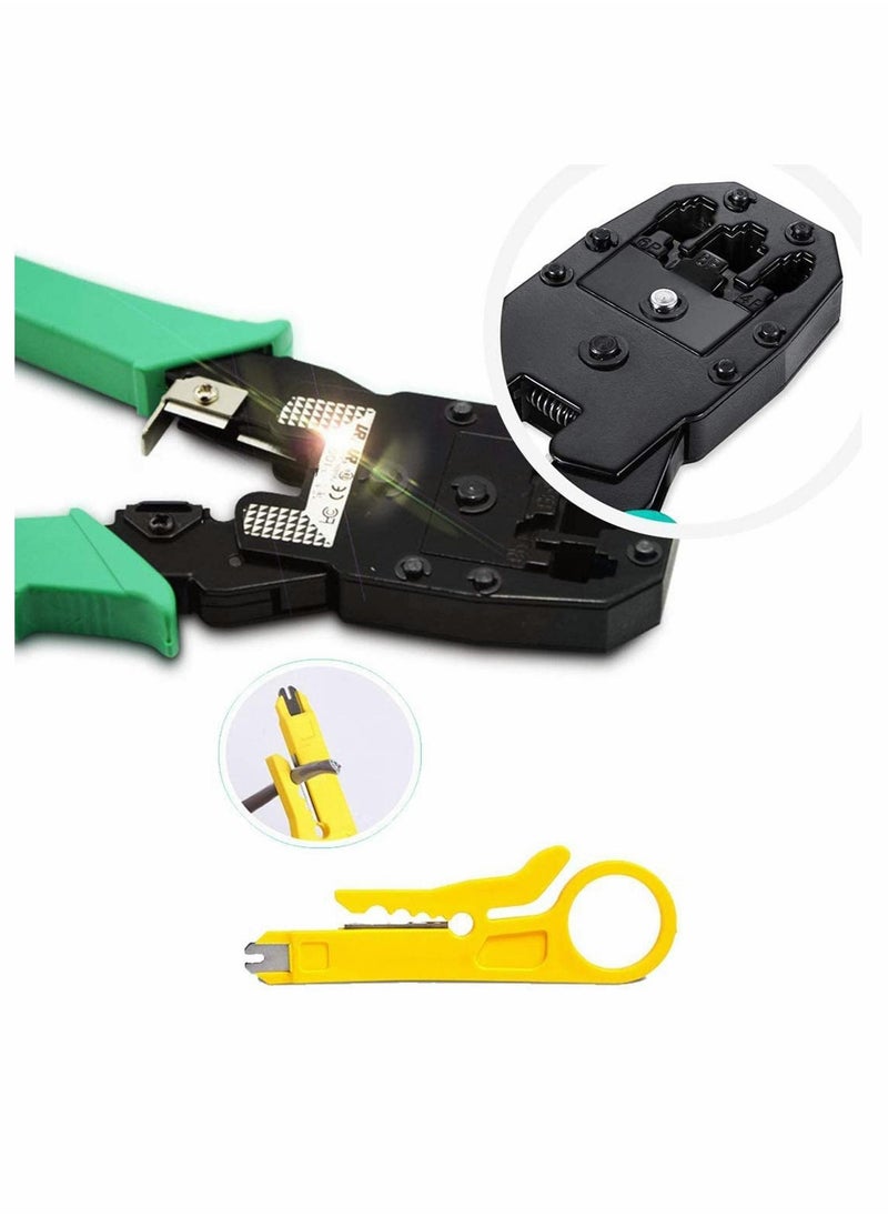 Crimping Tool & Wire Stripper RJ45 RJ11 RJ12 Cat5 Cat5e Cat6 Cat6e Cat7 Ethernet Network Internet Cable Crimp Crimping Crimper Tool With Wire Stripper